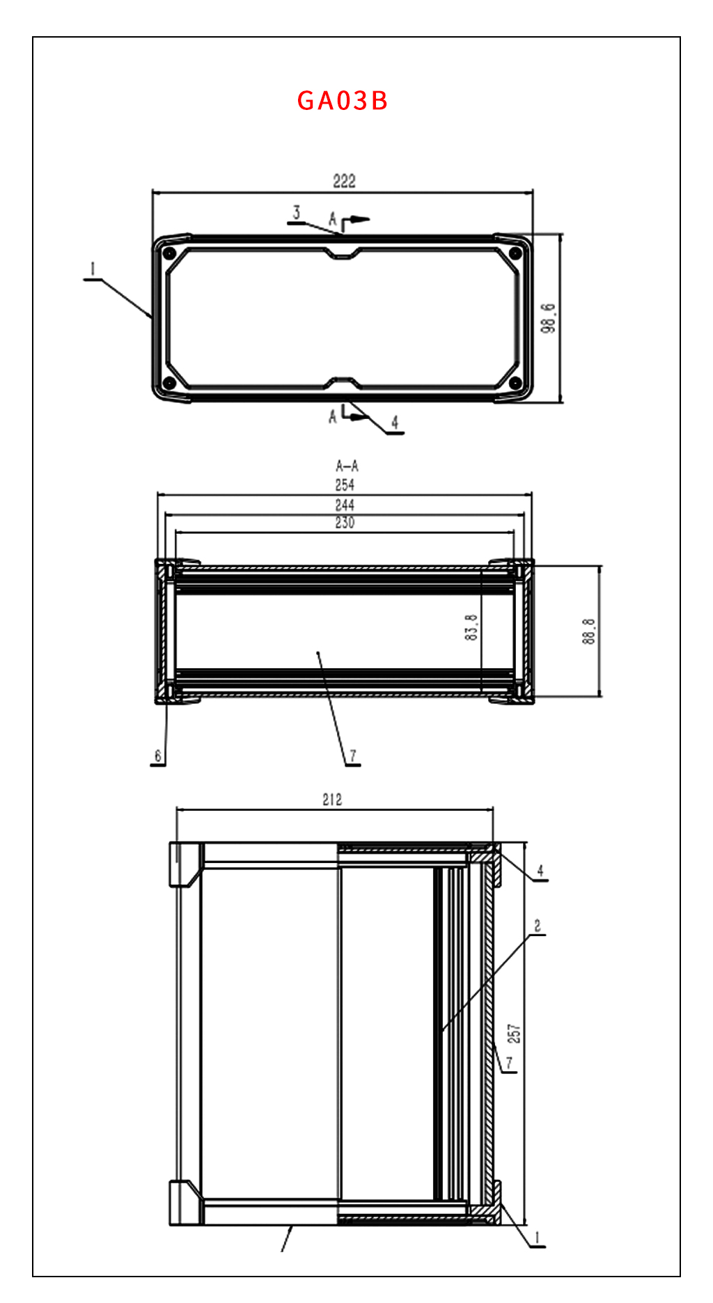 Electronic Test Equipment Enclosure - Section Drawing - GA03B
