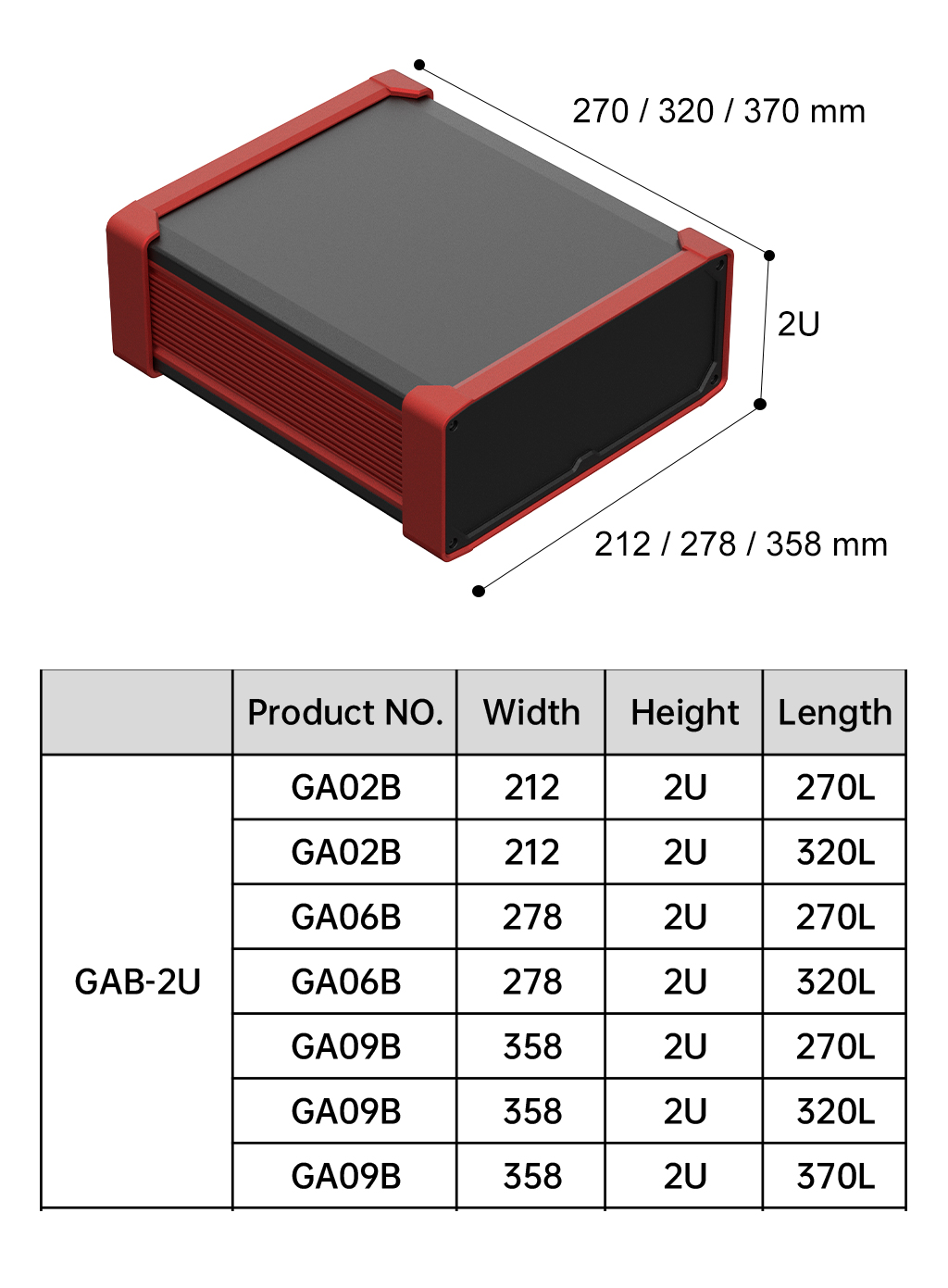 Industrial PC Enclosure - Product Model & Dimension Specifications