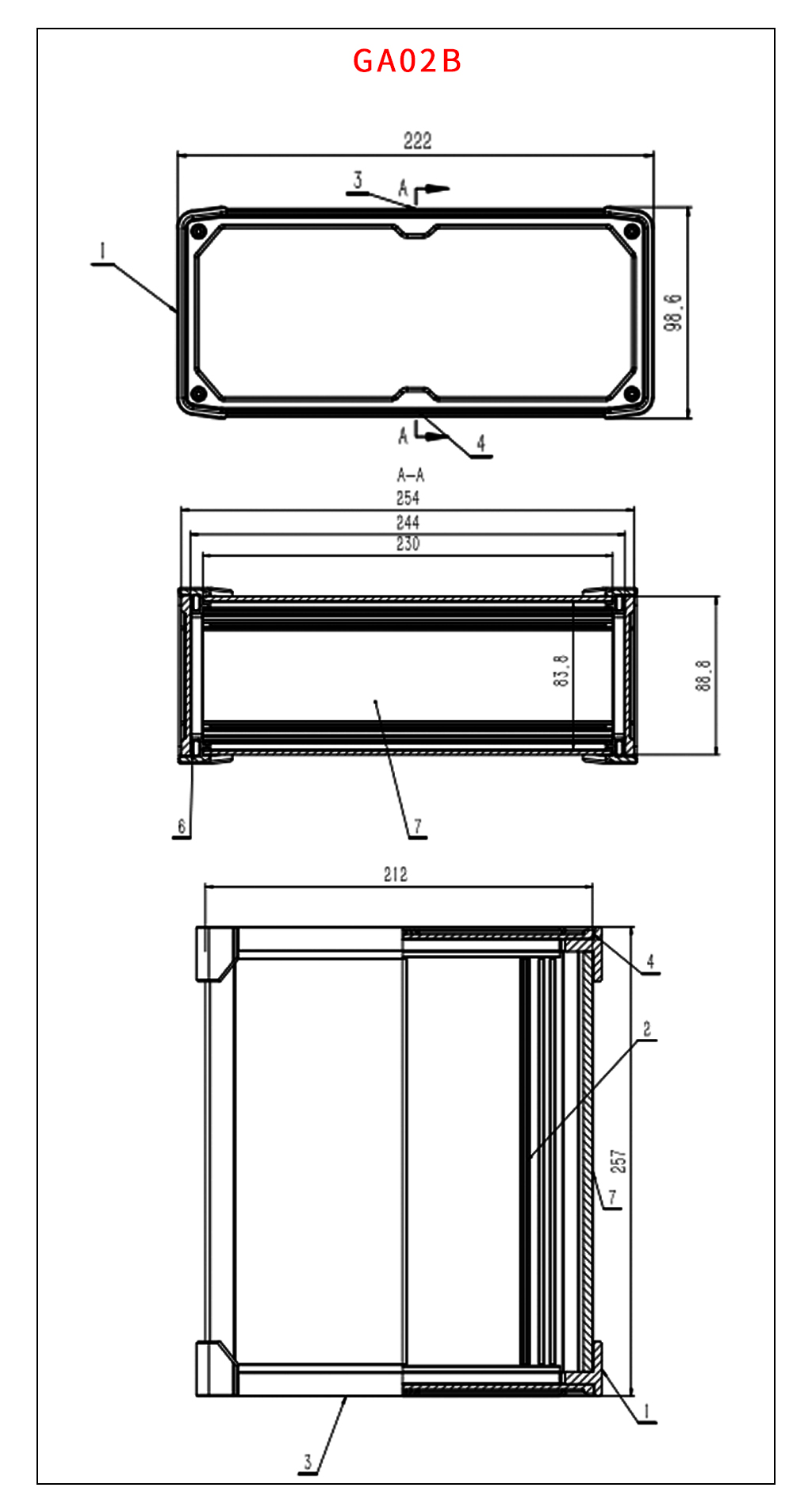 Industrial PC Enclosure - Section Drawing - GA02B