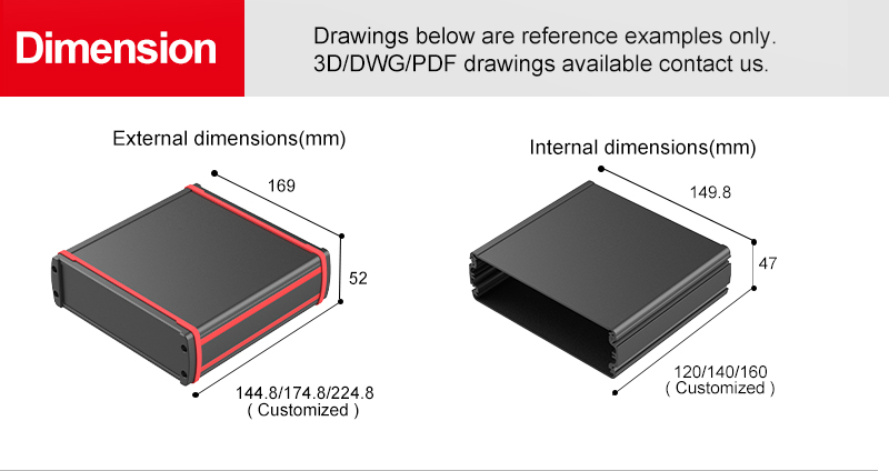 IP65 extruded aluminum electronic enclosure